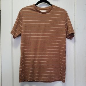 NWOT Denim&Flower Ricky Singh Horizontal Pinstripe Heavyweight Short Sleeve Tee